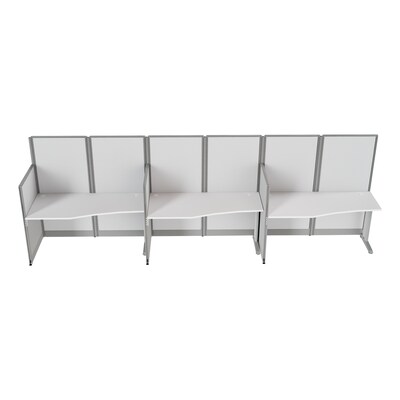 Regency Instant Office 63"H x 193.5"W 3 Person In-Line Cubicle Panel Workstation, Pure White (IO36192-03K-3P)