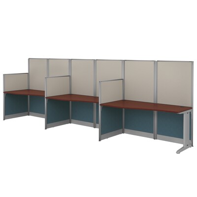 Regency Instant Office 63H x 193.5W 3 Person In-Line Cubicle Panel Workstation, Hansen Cherry (IO36492-03K-3P)