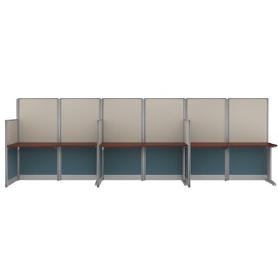 Regency Instant Office 63"H x 193.5"W 3 Person In-Line Cubicle Panel Workstation, Hansen Cherry (IO36492-03K-3P)