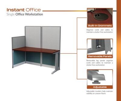 Regency Instant Office 63"H x 193.5"W 3 Person In-Line Cubicle Panel Workstation, Hansen Cherry (IO36492-03K-3P)