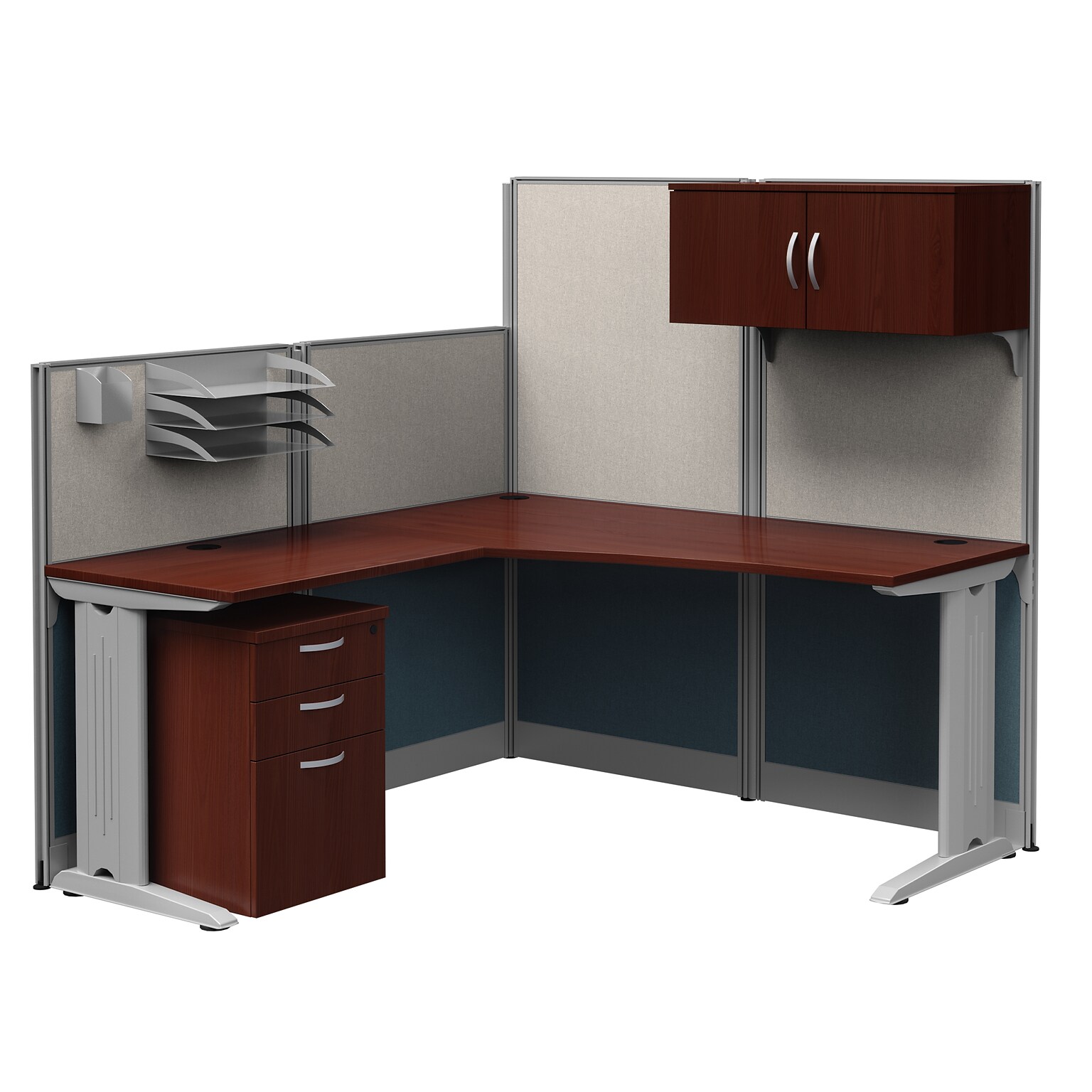 Regency Instant Office 63H x 65W L-Shaped Cubicle Workstation with Storage, Cherry (IO36494-03STGK)