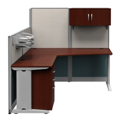 Regency Instant Office 63"H x 65"W L-Shaped Cubicle Workstation with Storage, Cherry (IO36494-03STGK)