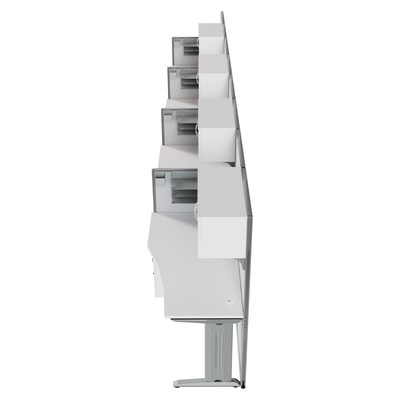 Regency Instant Office 63"H x 258"W 4 Person In-Line Cubicle Panel Workstation with Storage, Pure White (IO36192-STGK-4P)
