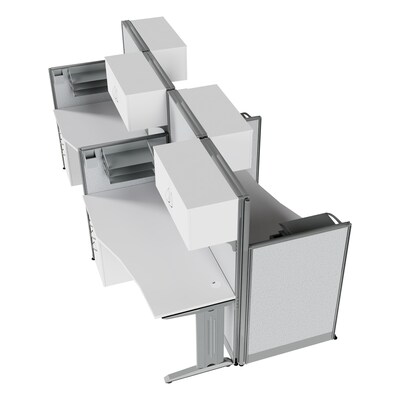 Regency Instant Office 63"H x 258"W 4 Person In-Line Cubicle Panel Workstation with Storage, Pure White (IO36192-STGK-4P)