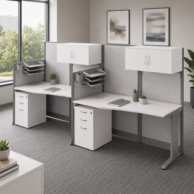 Regency Instant Office 63H x 65W Cubicle Workstation with Storage and Accessory Kit, White (IO36192-03STGK)