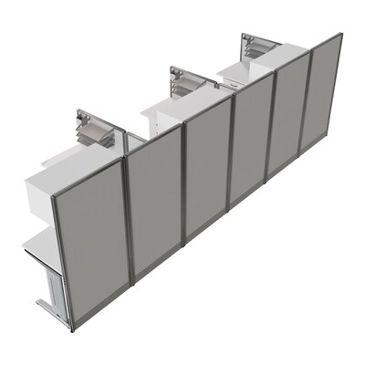Regency Instant Office 63"H x 193"W 3 Person L-Shaped Cubicle Workstation with Storage, Pure White (IO006WH)