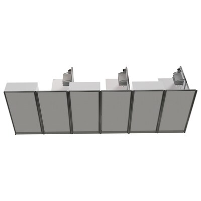 Regency Instant Office 63"H x 193"W 3 Person L-Shaped Cubicle Workstation with Storage, Pure White (IO006WH)