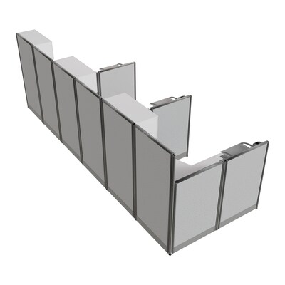Regency Instant Office 63"H x 193"W 3 Person L-Shaped Cubicle Workstation with Storage, Pure White (IO006WH)