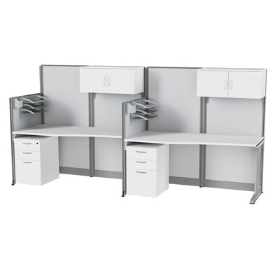Regency Instant Office 63H x 129W 2 Person In-Line Cubicle Workstation with Storage, White (IO005WH)