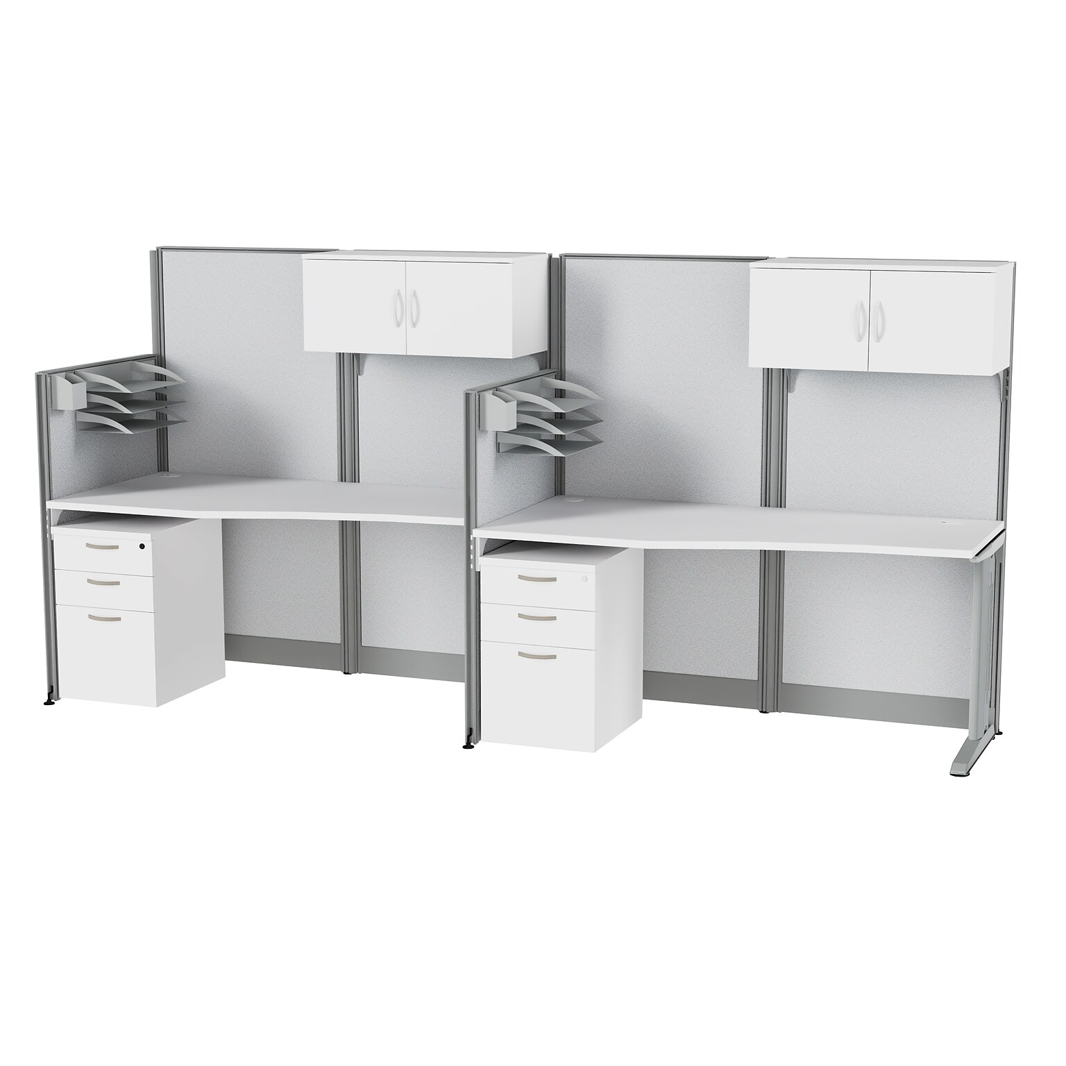 Regency Instant Office 63H x 129W 2 Person In-Line Cubicle Workstation with Storage, White (IO005WH)