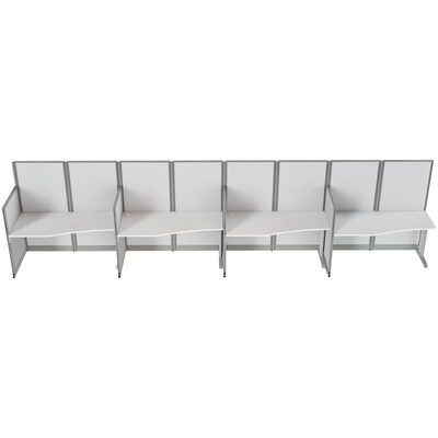 Regency Instant Office 63"H x 258"W 4 Person In-Line Cubicle Panel Workstation, Pure White (IO36192-03K-4P)