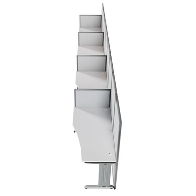 Regency Instant Office 63"H x 258"W 4 Person In-Line Cubicle Panel Workstation, Pure White (IO36192-03K-4P)