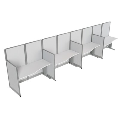 Regency Instant Office 63"H x 258"W 4 Person In-Line Cubicle Panel Workstation, Pure White (IO36192-03K-4P)