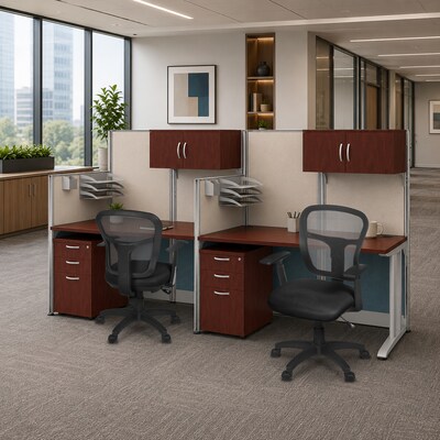 Regency Instant Office 63H x 129W 2 Person In-Line Cubicle Workstation with Storage, Cherry (IO005HC)