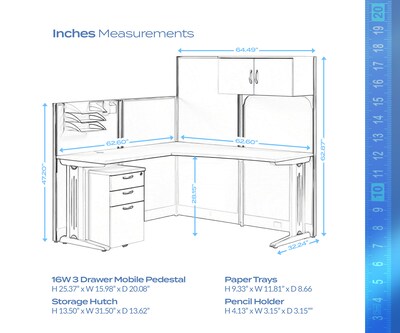 Regency Instant Office 63"H x 193"W 3 Person L-Shaped Cubicle Workstation with Storage, Cherry (IO006HC)