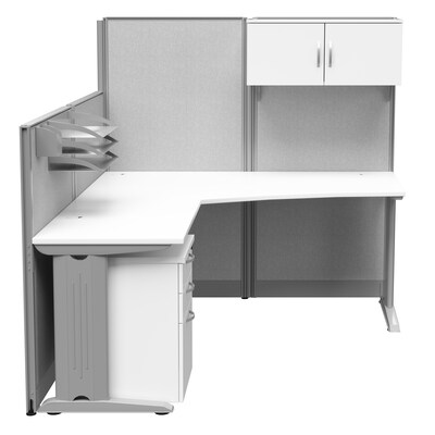 Regency Instant Office 63"H x 65"W L-Shaped Cubicle Workstation with Storage, White (IO36194-03STGK)
