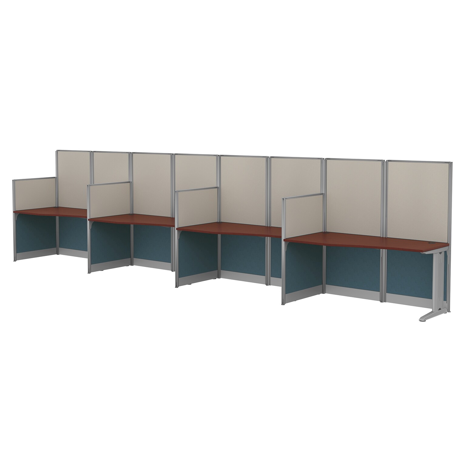 Regency Instant Office 63H x 258W 4 Person In-Line Cubicle Panel Workstation, Hansen Cherry (IO36492-03K-4P)