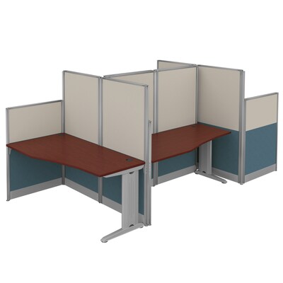 Regency Instant Office 63"H x 258"W 4 Person In-Line Cubicle Panel Workstation, Hansen Cherry (IO36492-03K-4P)