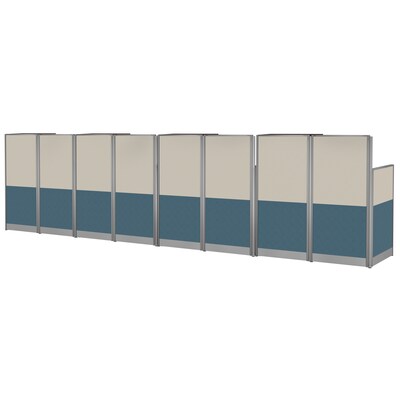 Regency Instant Office 63"H x 258"W 4 Person In-Line Cubicle Panel Workstation with Storage, Hansen Cherry (IO36492-STGK-4P)