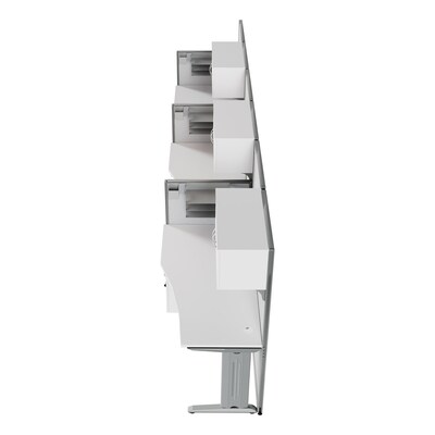 Regency Instant Office 63"H x 193"W 3 Person In-Line Cubicle Panel Workstation with Storage, Pure White (IO36192-STGK-3P)