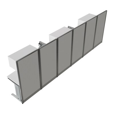 Regency Instant Office 63"H x 193"W 3 Person In-Line Cubicle Panel Workstation with Storage, Pure White (IO36192-STGK-3P)