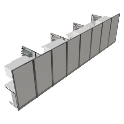 Regency Instant Office 63"H x 258"W 4 Person L-Shaped Cubicle Panel Workstation with Storage, White (IO007WH