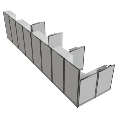 Regency Instant Office 63"H x 258"W 4 Person L-Shaped Cubicle Panel Workstation with Storage, White (IO007WH