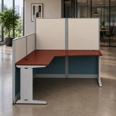 Regency Instant Office 63H x 65W L-Shaped Cubicle Panel Workstation, Cherry (IO36194-03K)