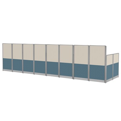 Regency Instant Office 63"H x 258"W 4 Person L-Shaped Cubicle Panel Workstation with Storage, Hansen Cherry (IO007HC)
