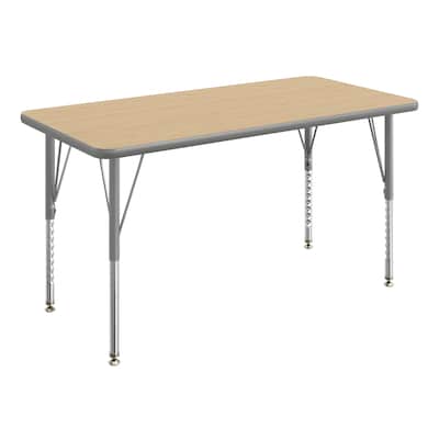 Flash Furniture Wren Rectangular Activity Table, 48 x 24, Height Adjustable, Light Natural Top/Silver Frame (XUA2448RECLNTP)