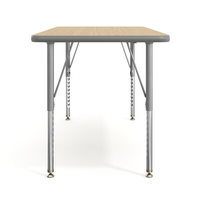 Flash Furniture Wren Rectangular Activity Table, 48" x 24", Height Adjustable, Light Natural Top/Silver Frame (XUA2448RECLNTP)