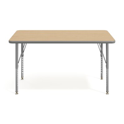 Flash Furniture Wren Rectangular Activity Table, 48" x 24", Height Adjustable, Light Natural Top/Silver Frame (XUA2448RECLNTP)