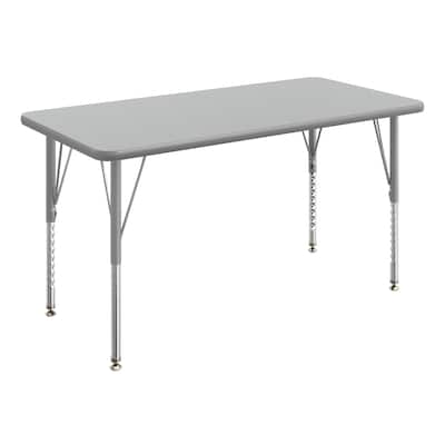Flash Furniture Wren Rectangular Activity Table, 48 x 24, Height Adjustable, Gray Top/Silver Frame (XUA2448RECGTP)