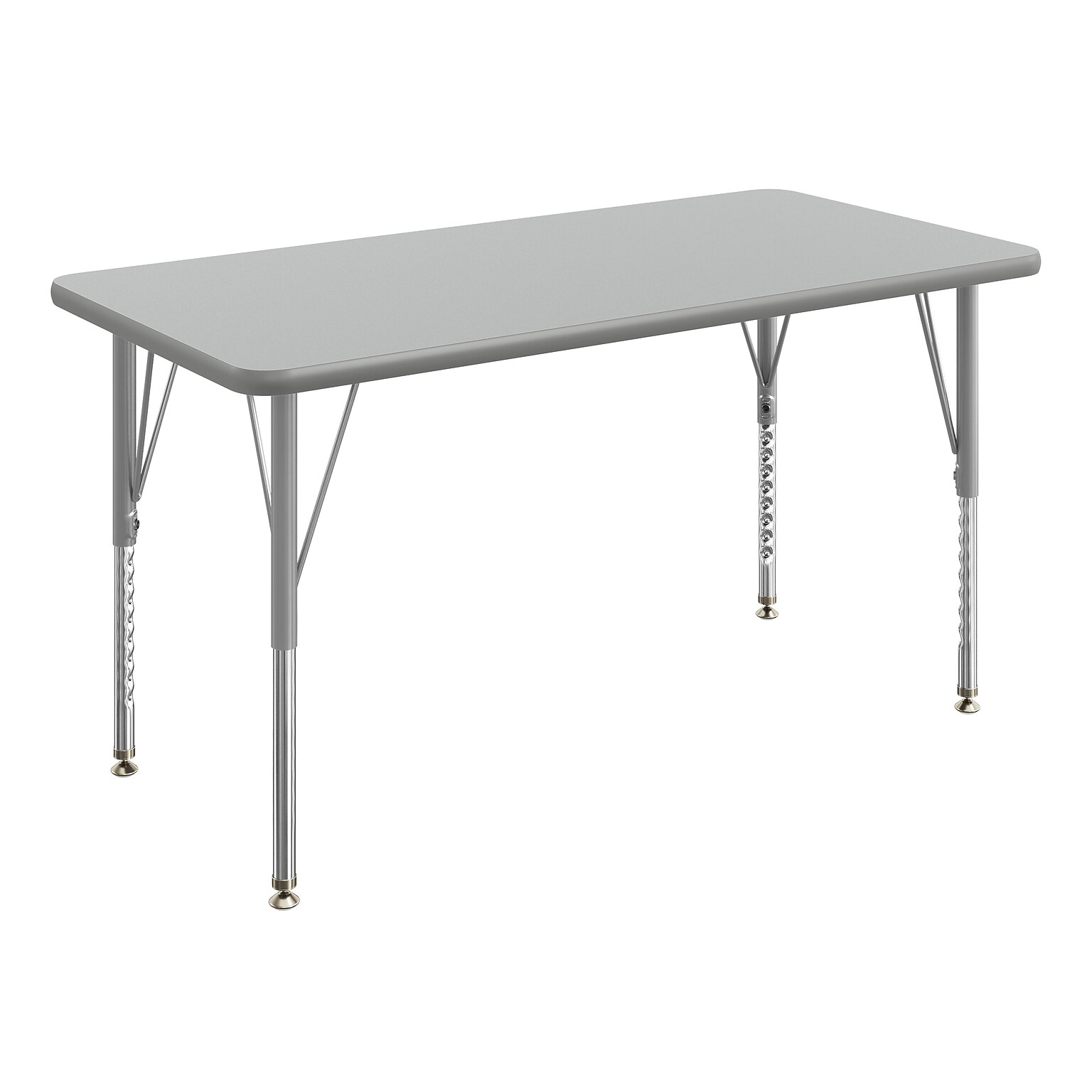 Flash Furniture Wren Rectangular Activity Table, 48 x 24, Height Adjustable, Gray Top/Silver Frame (XUA2448RECGTP)