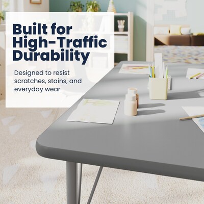 Flash Furniture Wren Rectangular Activity Table, 48" x 24", Height Adjustable, Gray Top/Silver Frame (XUA2448RECGTP)
