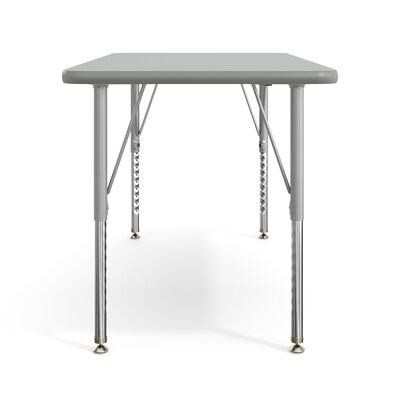 Flash Furniture Wren Rectangular Activity Table, 48" x 24", Height Adjustable, Gray Top/Silver Frame (XUA2448RECGTP)