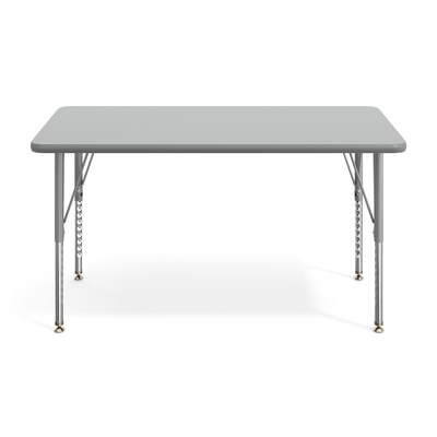 Flash Furniture Wren Rectangular Activity Table, 48" x 24", Height Adjustable, Gray Top/Silver Frame (XUA2448RECGTP)