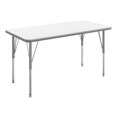 Flash Furniture Wren Rectangular Activity Table, 48 x 24, Height Adjustable, White Top/Silver Frame (XUA2448RECWHTP)