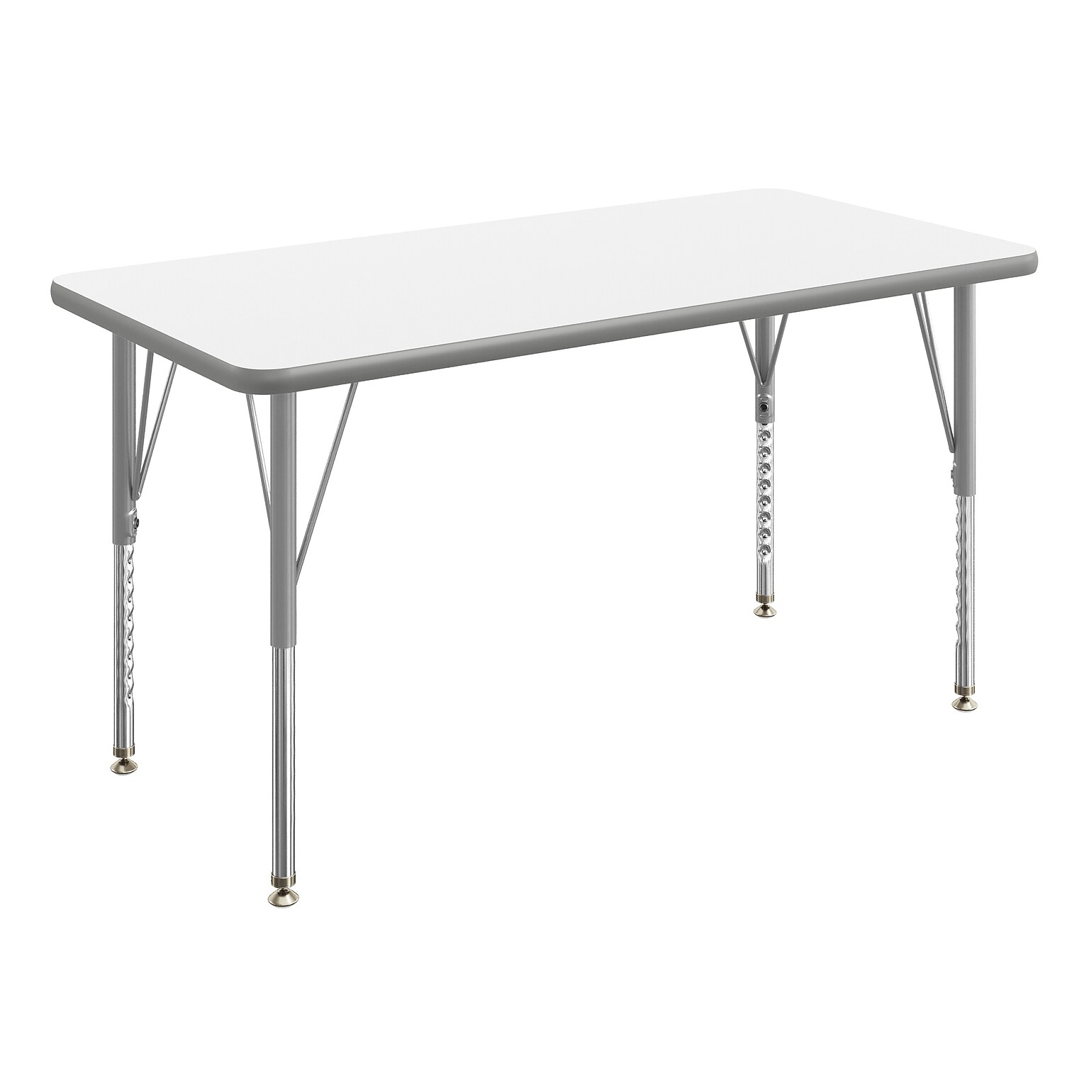 Flash Furniture Wren Rectangular Activity Table, 48 x 24, Height Adjustable, White Top/Silver Frame (XUA2448RECWHTP)