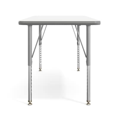 Flash Furniture Wren Rectangular Activity Table, 48" x 24", Height Adjustable, White Top/Silver Frame (XUA2448RECWHTP)