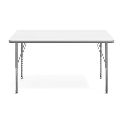 Flash Furniture Wren Rectangular Activity Table, 48" x 24", Height Adjustable, White Top/Silver Frame (XUA2448RECWHTP)