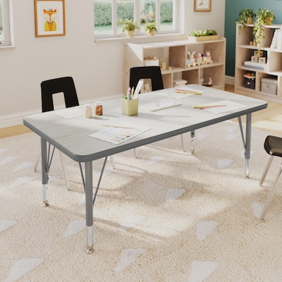 Flash Furniture Wren Rectangular Activity Table, 48 x 24, Height Adjustable, Light Gray Top/Silver Frame (XUA2448RECLGTP)