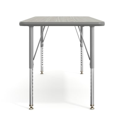 Flash Furniture Wren Rectangular Activity Table, 48" x 24", Height Adjustable, Light Gray Top/Silver Frame (XUA2448RECLGTP)