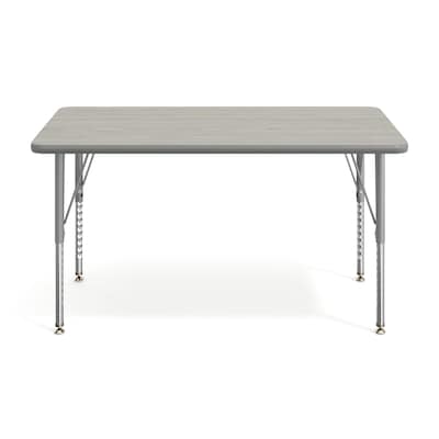 Flash Furniture Wren Rectangular Activity Table, 48" x 24", Height Adjustable, Light Gray Top/Silver Frame (XUA2448RECLGTP)