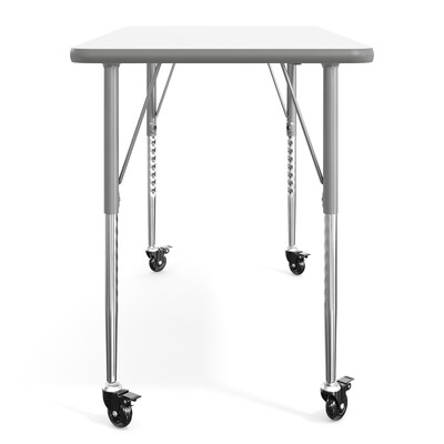 Flash Furniture Wren Rectangular Activity Table, 48" x 24", Height Adjustable, White Top/Silver Frame (XUA2448RECWHTAC)