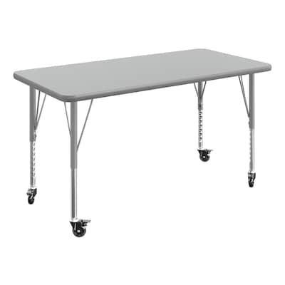 Flash Furniture Wren Rectangular Activity Table, 48 x 24, Height Adjustable, Gray Top/Silver Frame (XUA2448RECGTPC)