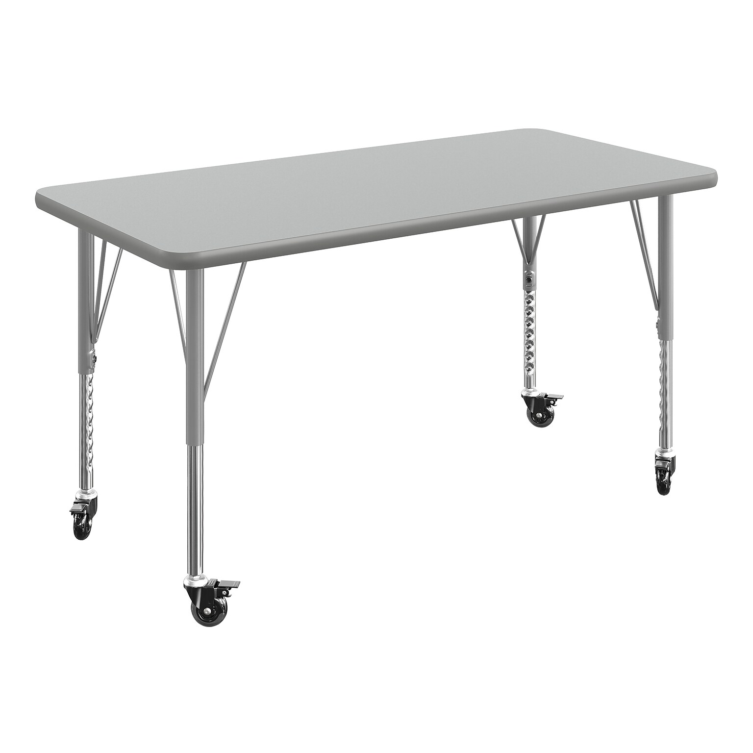 Flash Furniture Wren Rectangular Activity Table, 48 x 24, Height Adjustable, Gray Top/Silver Frame (XUA2448RECGTPC)