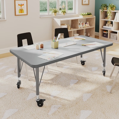 Flash Furniture Wren Rectangular Activity Table, 48 x 24, Height Adjustable, Gray Top/Silver Frame (XUA2448RECGTPC)