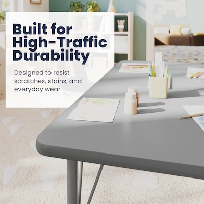 Flash Furniture Wren Rectangular Activity Table, 48" x 24", Height Adjustable, Gray Top/Silver Frame (XUA2448RECGTPC)