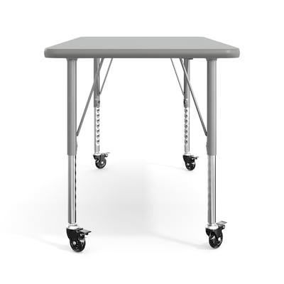 Flash Furniture Wren Rectangular Activity Table, 48" x 24", Height Adjustable, Gray Top/Silver Frame (XUA2448RECGTPC)